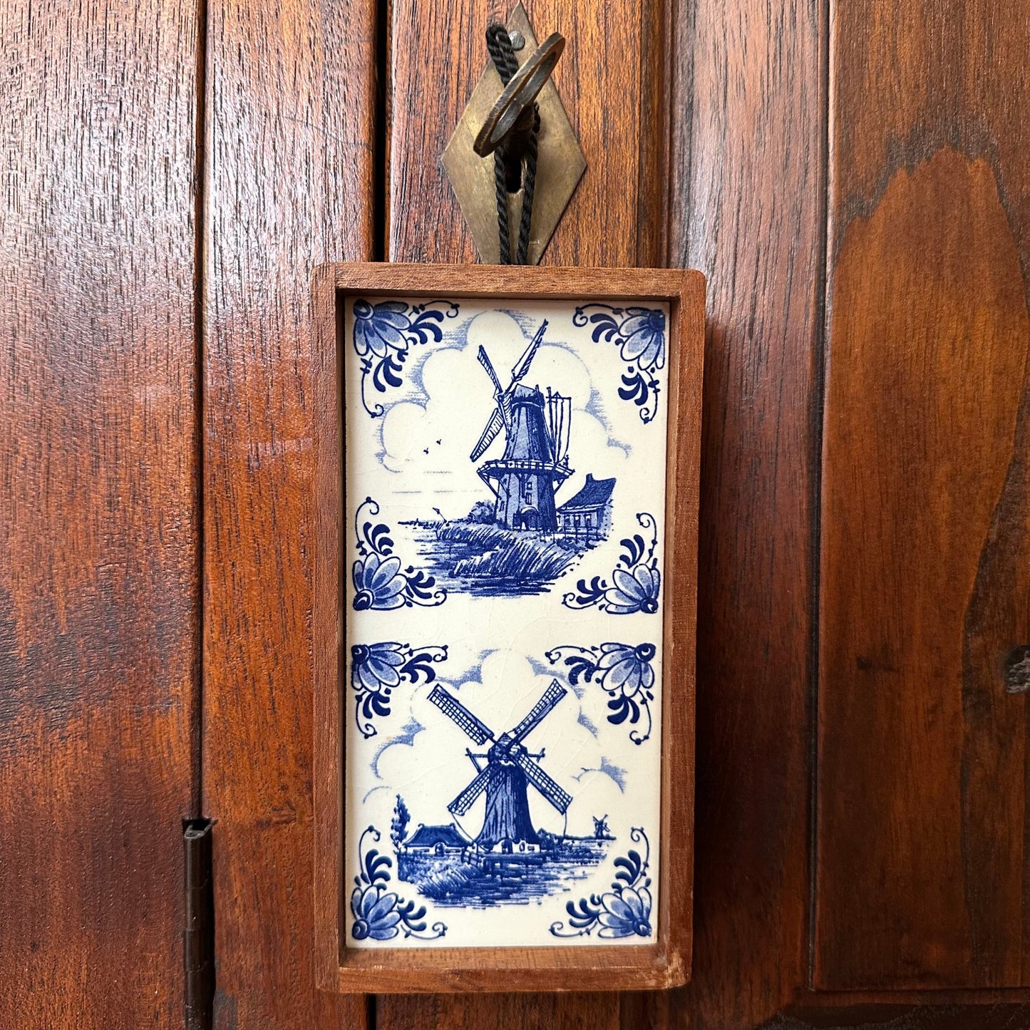 Framed Dutch Ceramic Tile – Windmill Scene