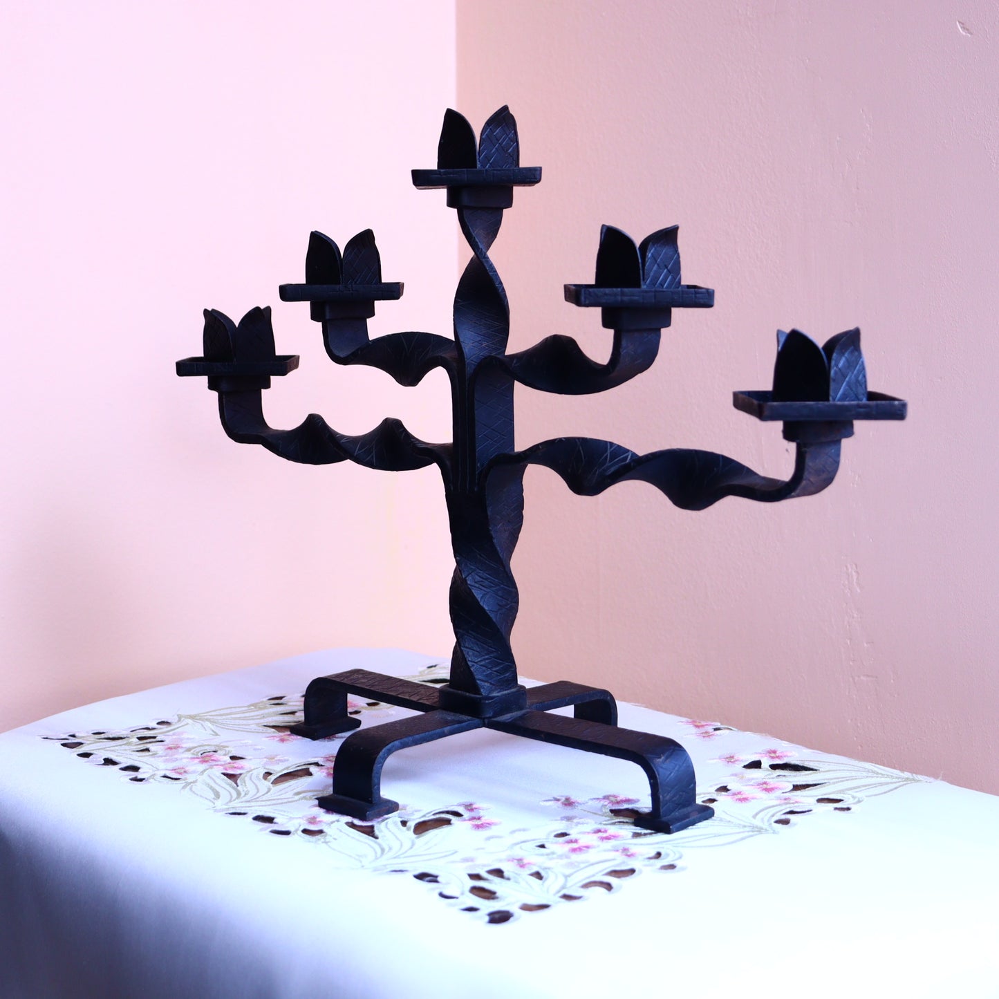 Hand-Forged Steel Candle Holder – Five-Arm