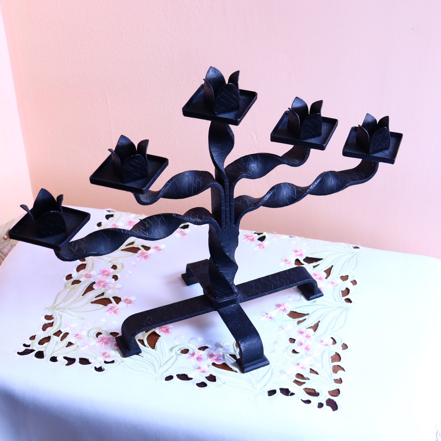 Hand-Forged Steel Candle Holder – Five-Arm