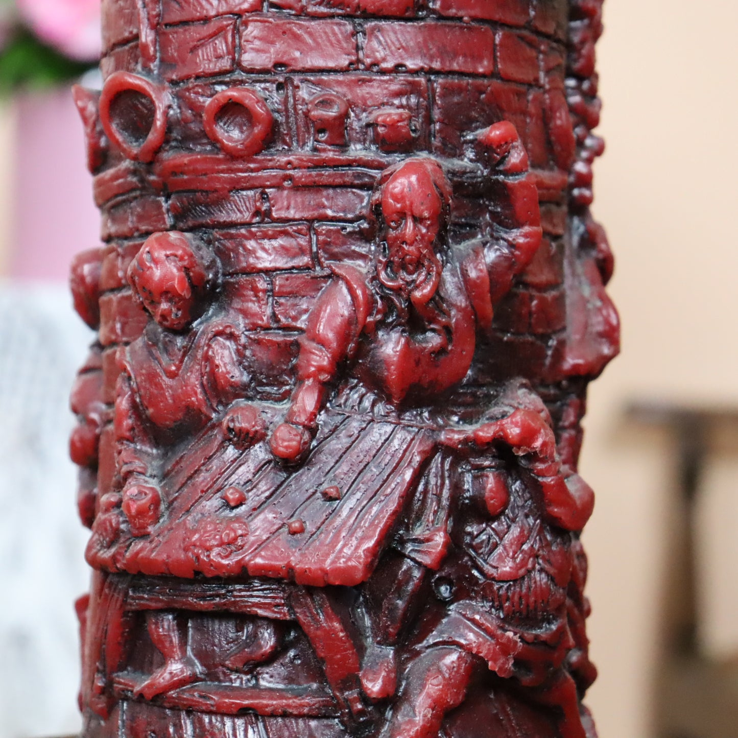 Decorative Candle with Medieval Scenes