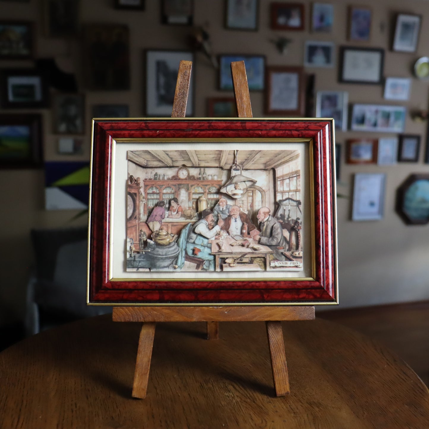 3D Paper Illustration by Anton Pieck of a tavern scene