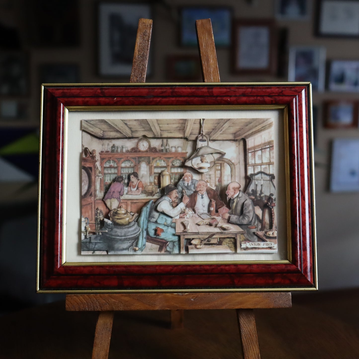3D Paper Illustration by Anton Pieck of a tavern scene