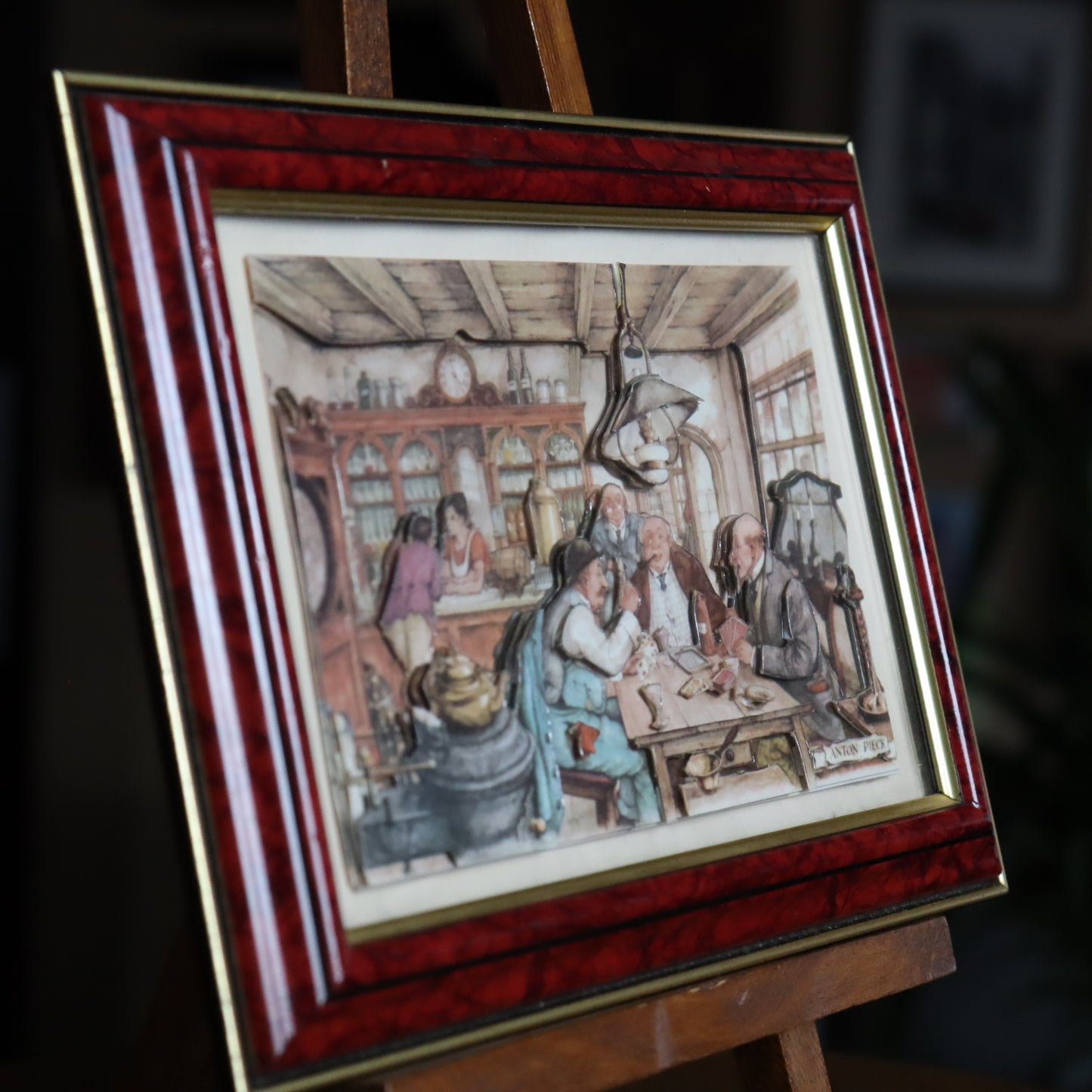 3D Paper Illustration by Anton Pieck of a tavern scene