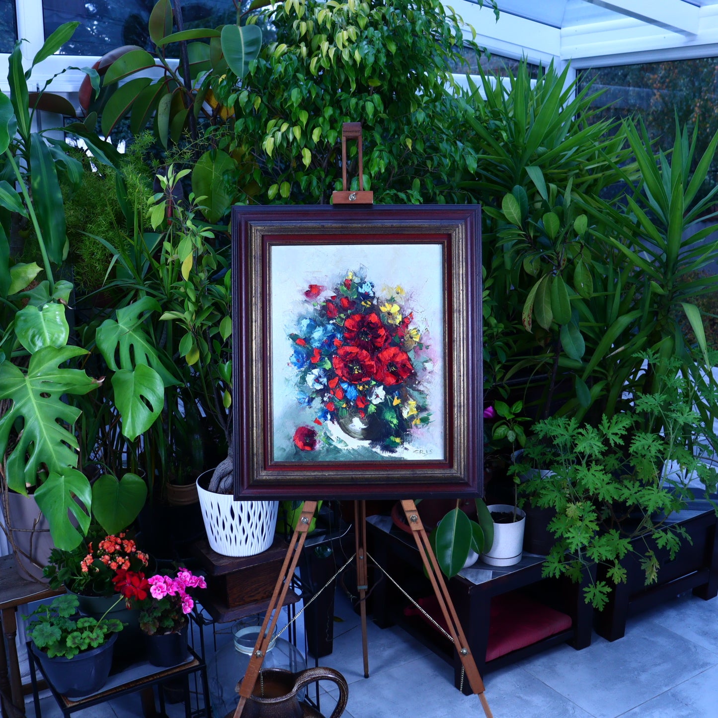 Oil Painting on Canvas - Bouquet with Red Poppies
