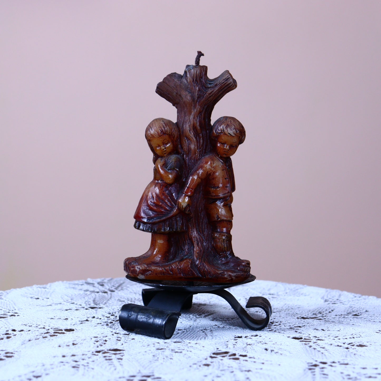 Decorative Candle with Children by the Tree
