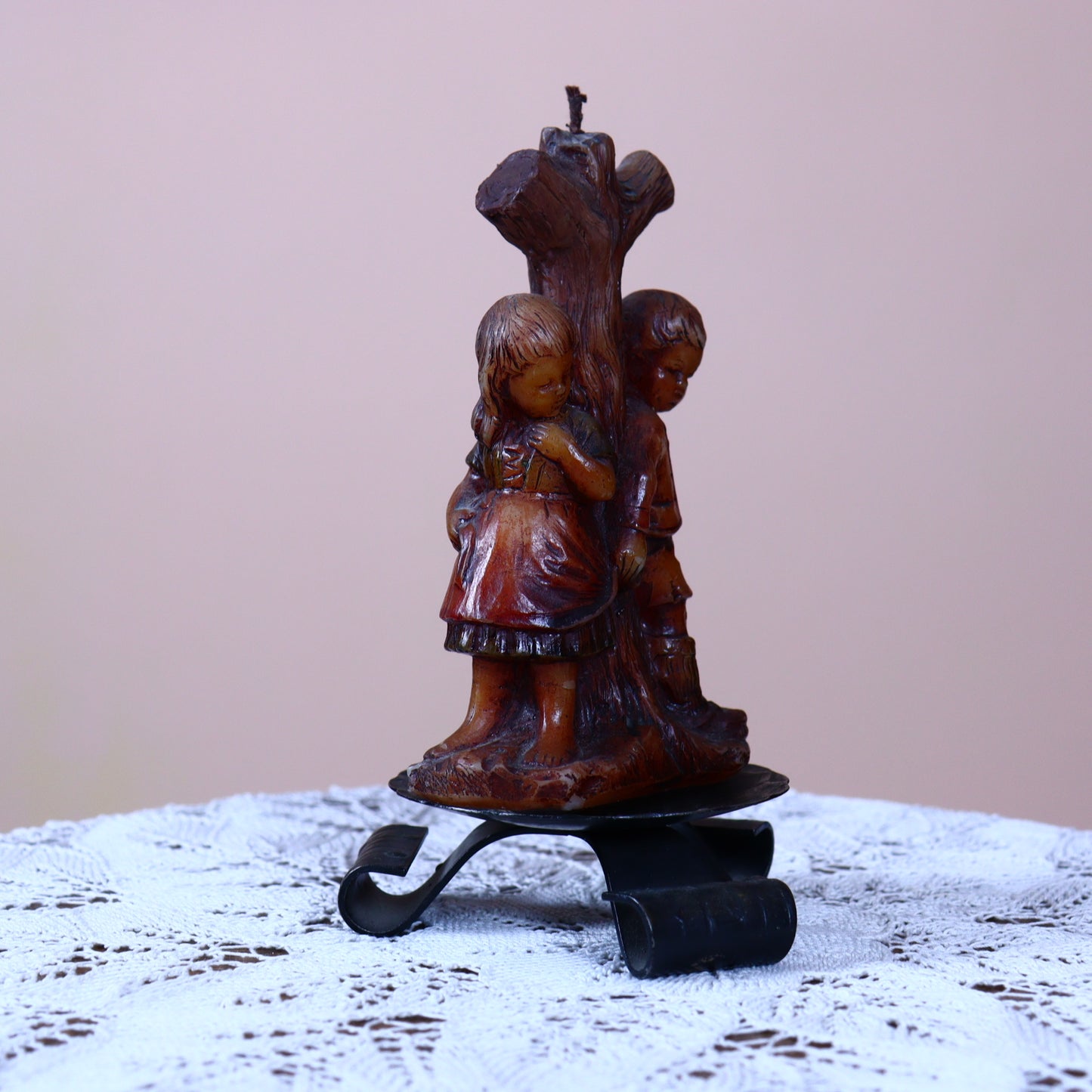 Decorative Candle with Children by the Tree
