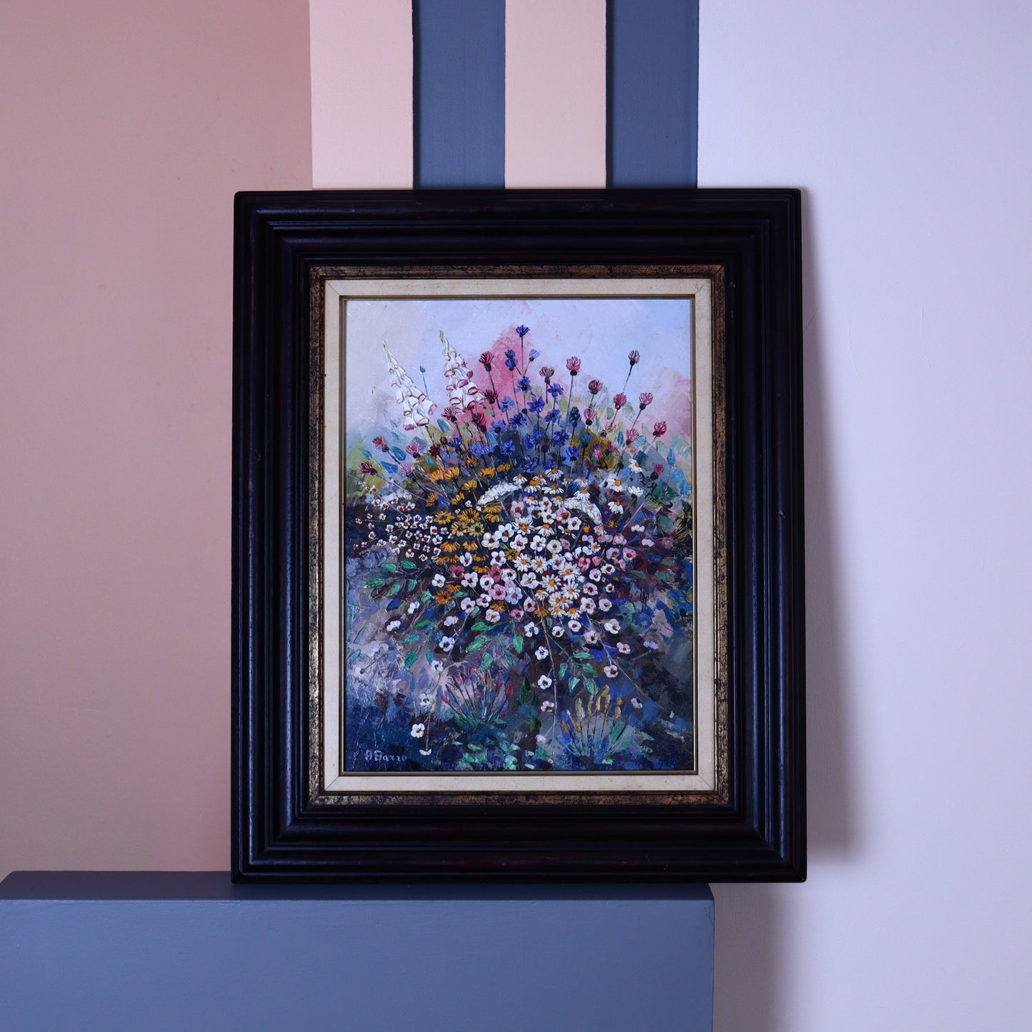Oil Painting on Canvas – White and Blue Bouquet