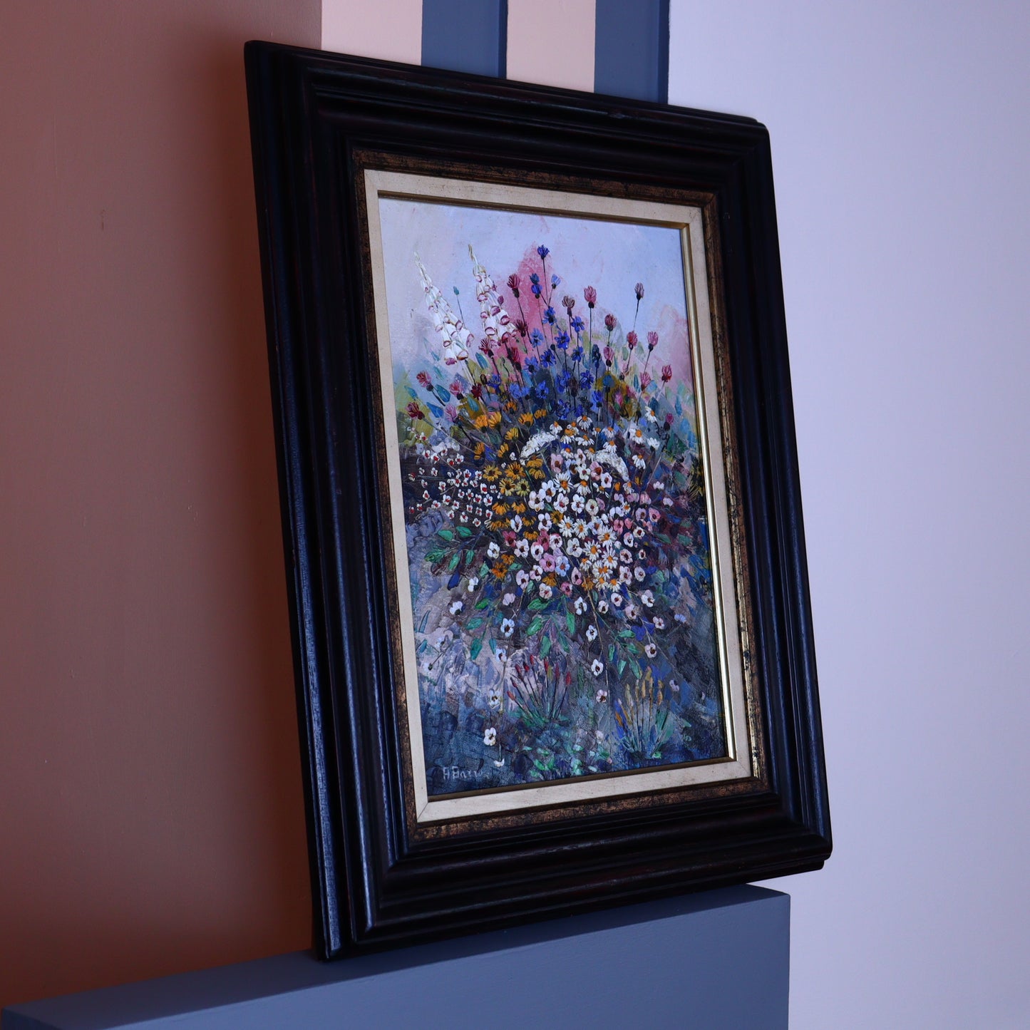 Oil Painting on Canvas – White and Blue Bouquet
