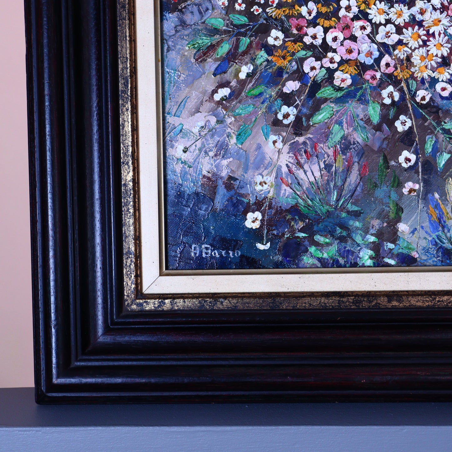 Oil Painting on Canvas – White and Blue Bouquet