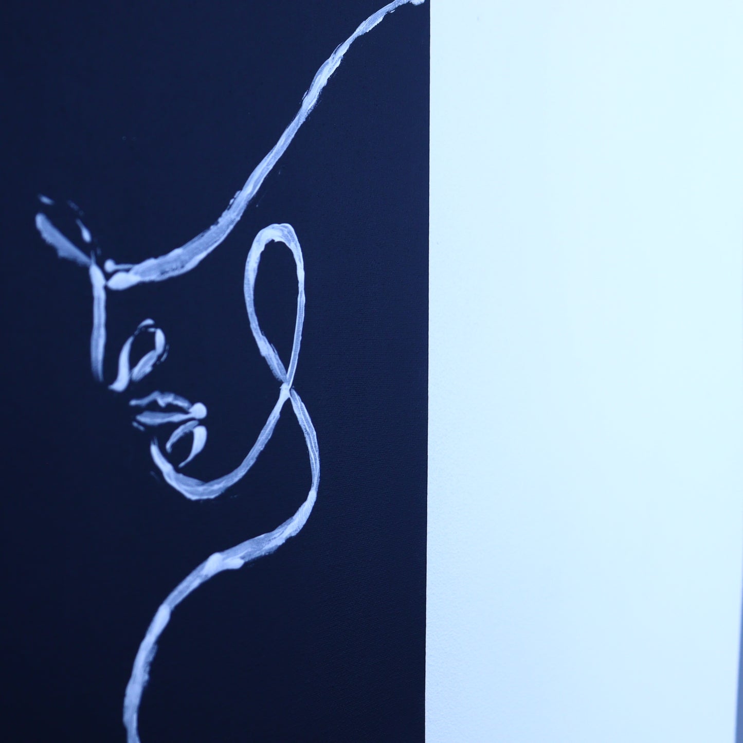 Painting on Canvas – Face Outline on Black