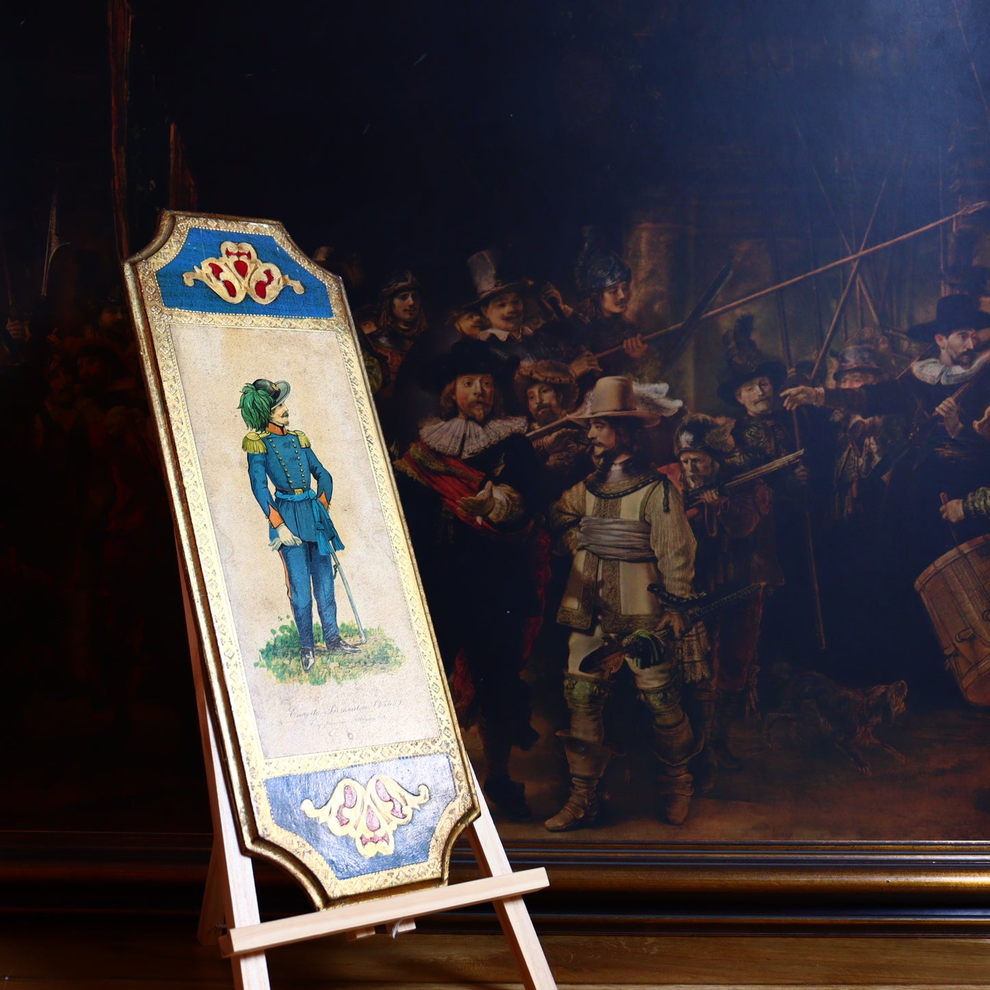 Wall Decoration – Wooden Panel With 19th-Century Piemontese Soldier