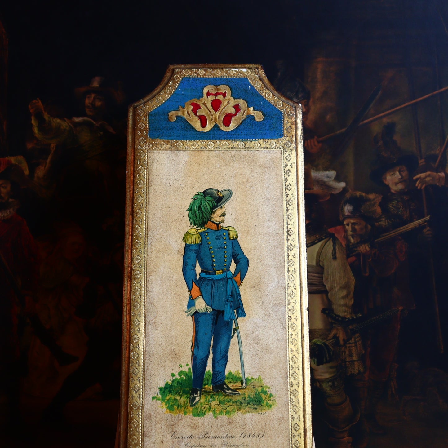 Wall Decoration – Wooden Panel With 19th-Century Piemontese Soldier