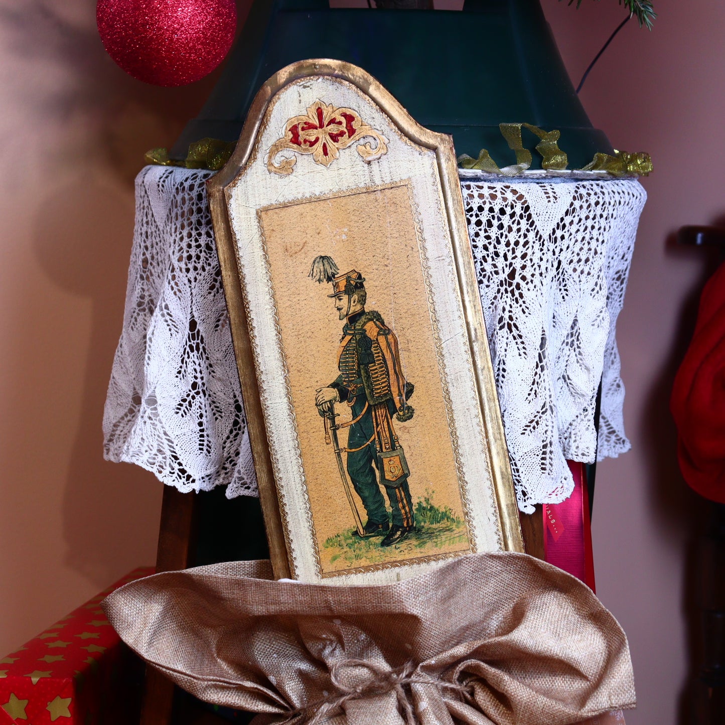 Wall Decoration – Wooden Panel With 19th-Century Italian Soldier