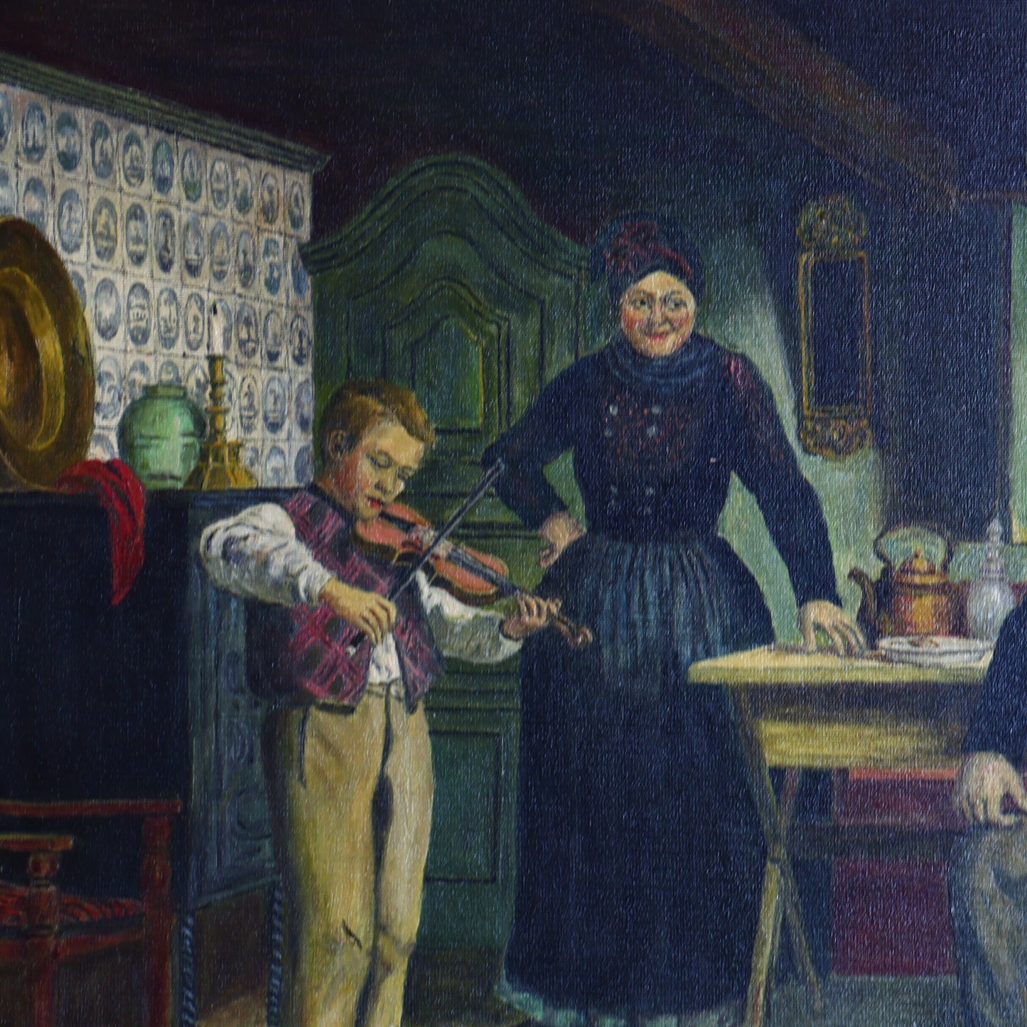 Oil Painting on Canvas – Boy Playing the Violin