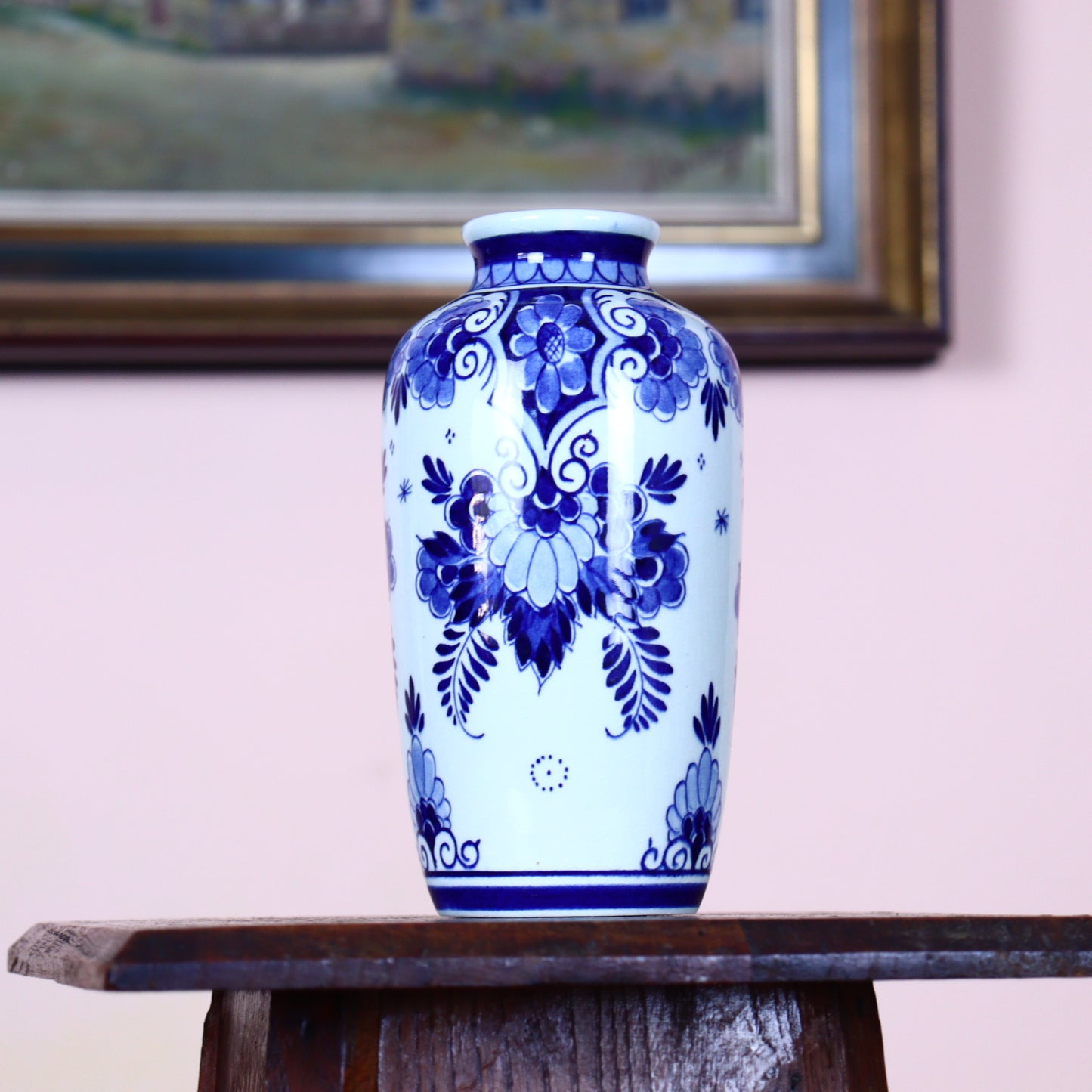 Delft Style Amphora Vase - Floral Motif
