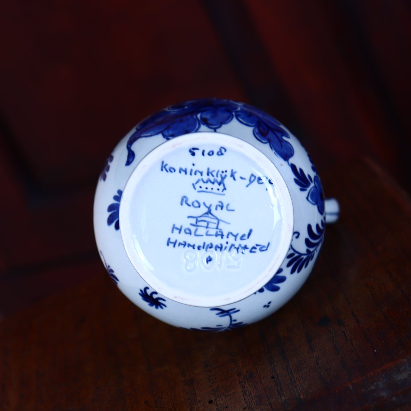 Small Ceramic Pitcher – Delft Style with Floral Motif