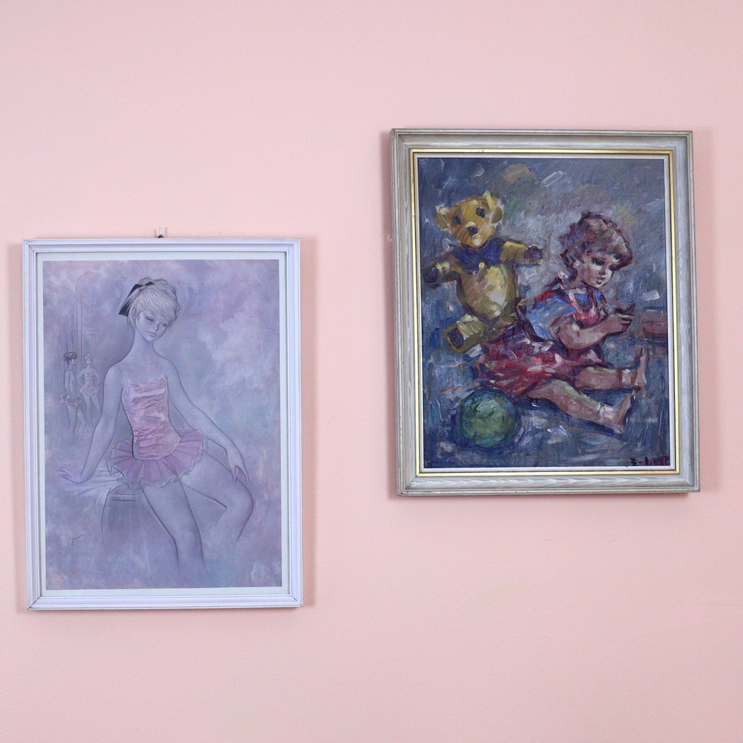Oil Painting on Canvas – Girl with Teddy Bear
