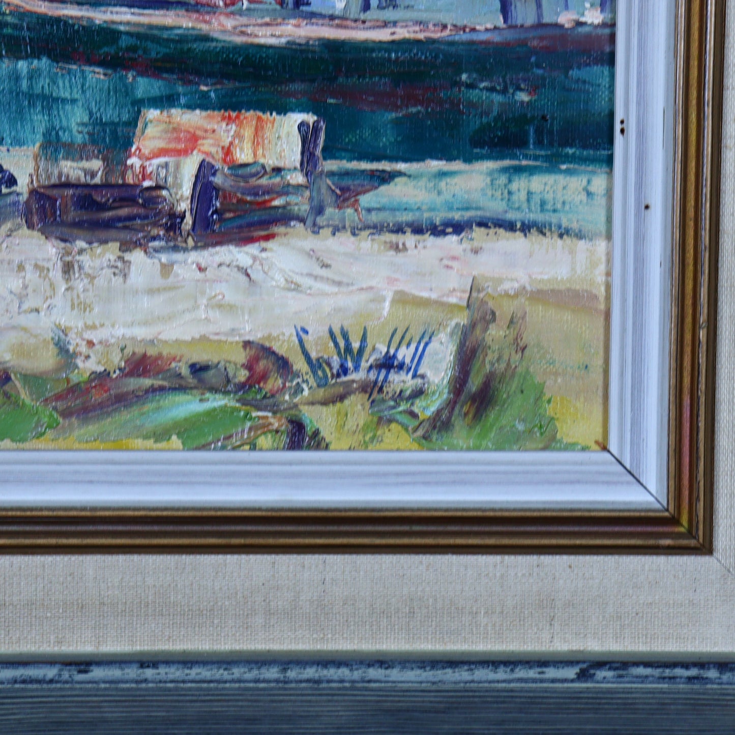 Oil Painting on Canvas – Port Scene in Sandvig