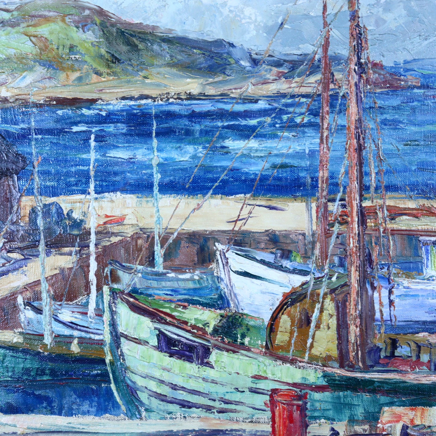 Oil Painting on Canvas – Port Scene in Sandvig