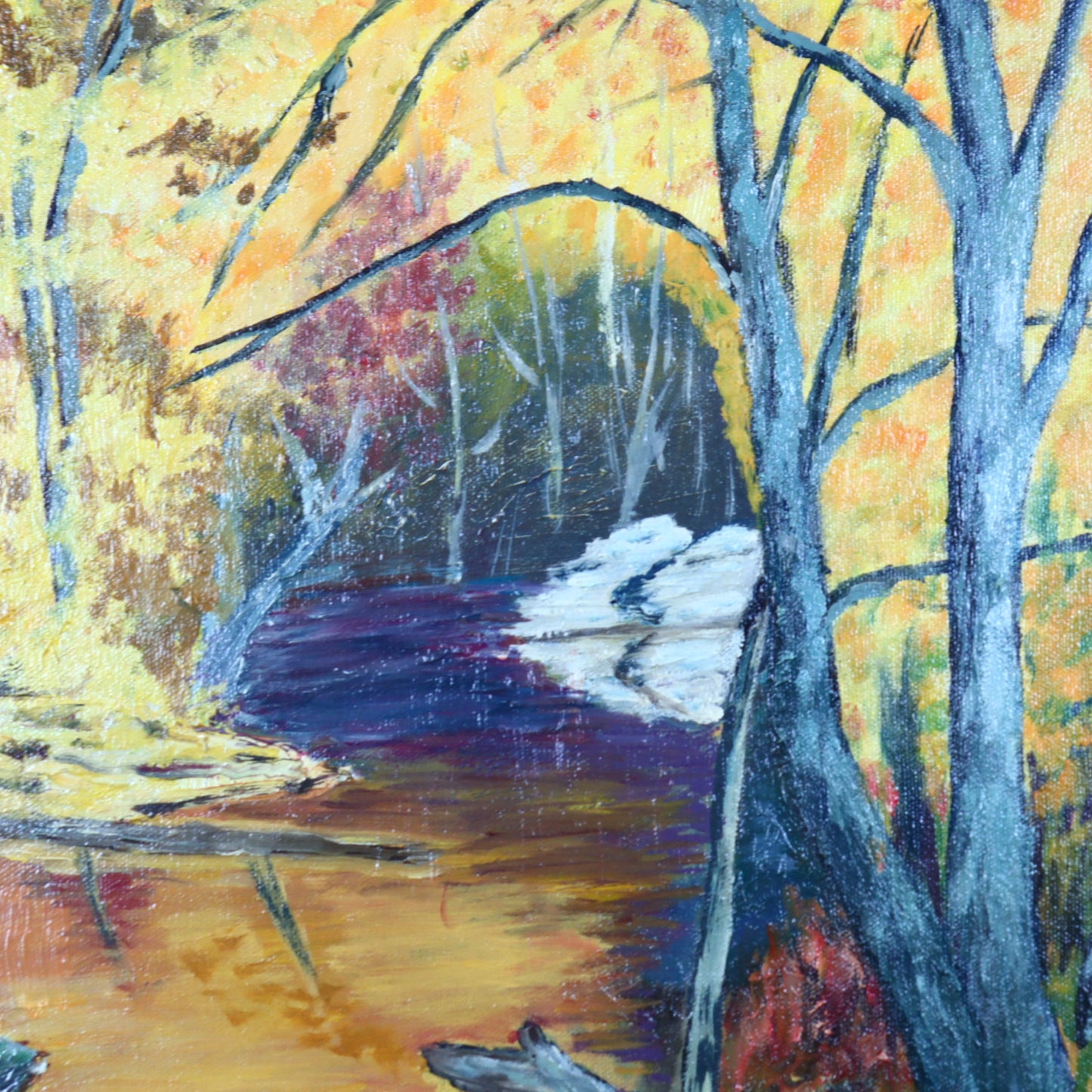 Painting on Canvas – Forest Pond in Autumn Light