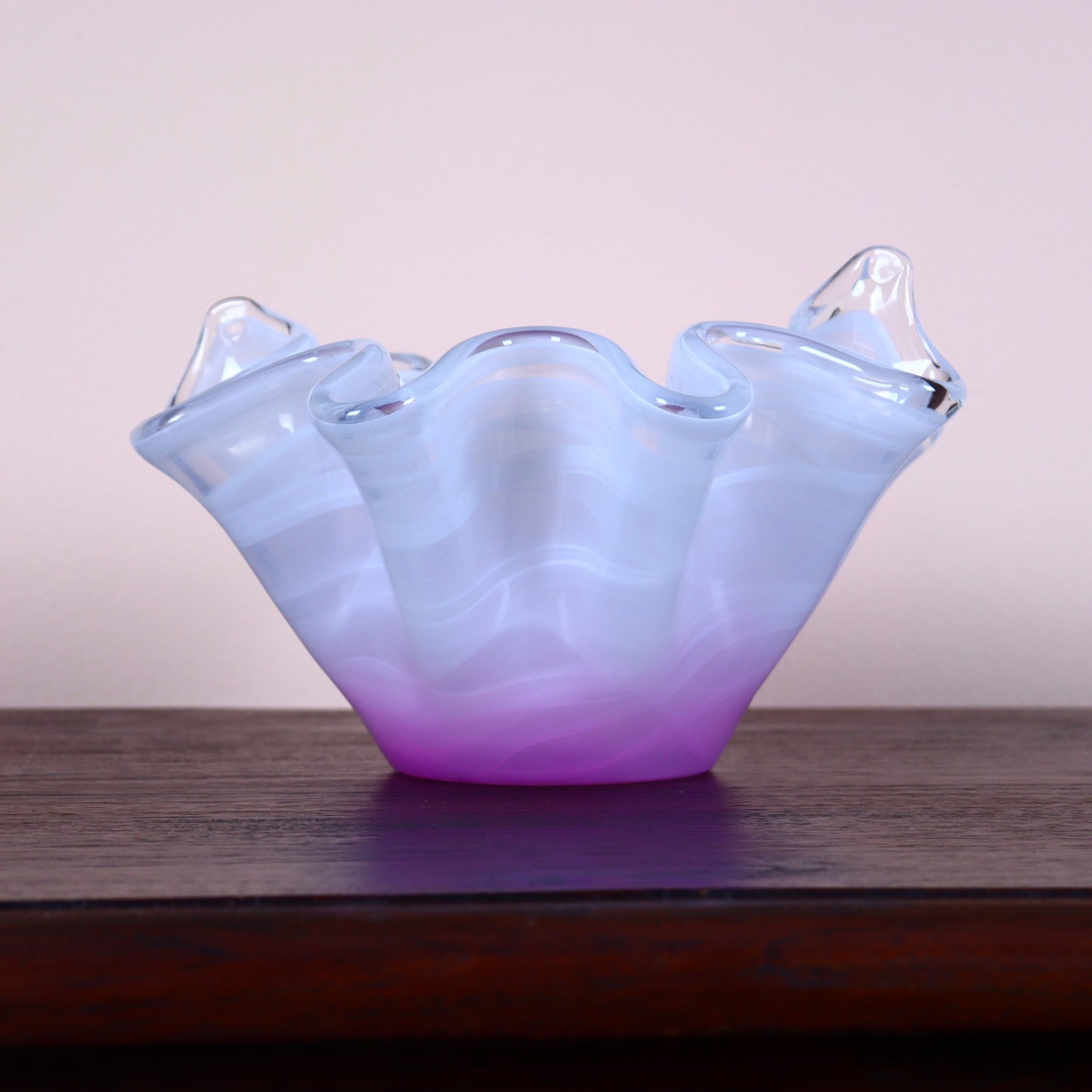 Decorative Murano Bowl – White and Pink Art Glass