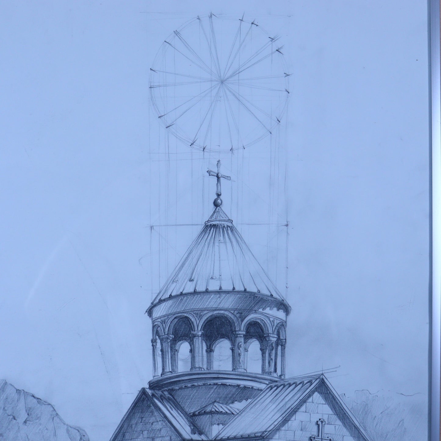 Pencil Drawing - Noravang Church in Armenia
