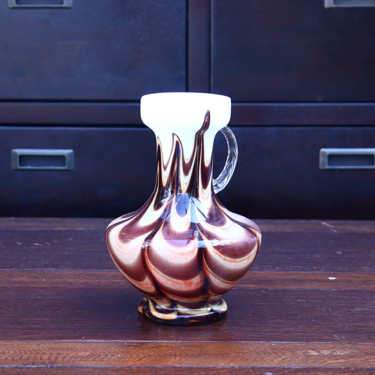 Italian Vase in White and Brown – Carlo Moretti for Opalin Florence