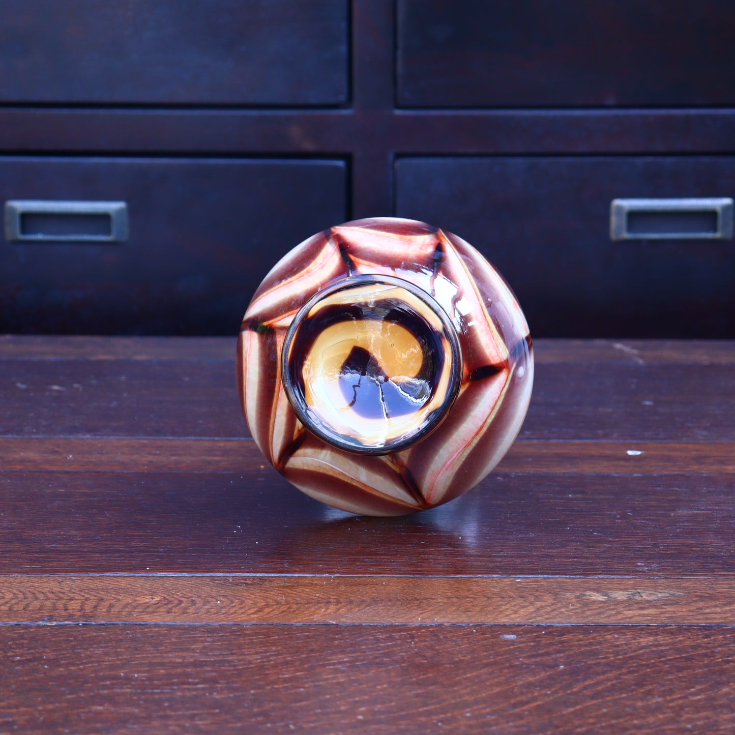 Italian Vase in White and Brown – Carlo Moretti for Opalin Florence