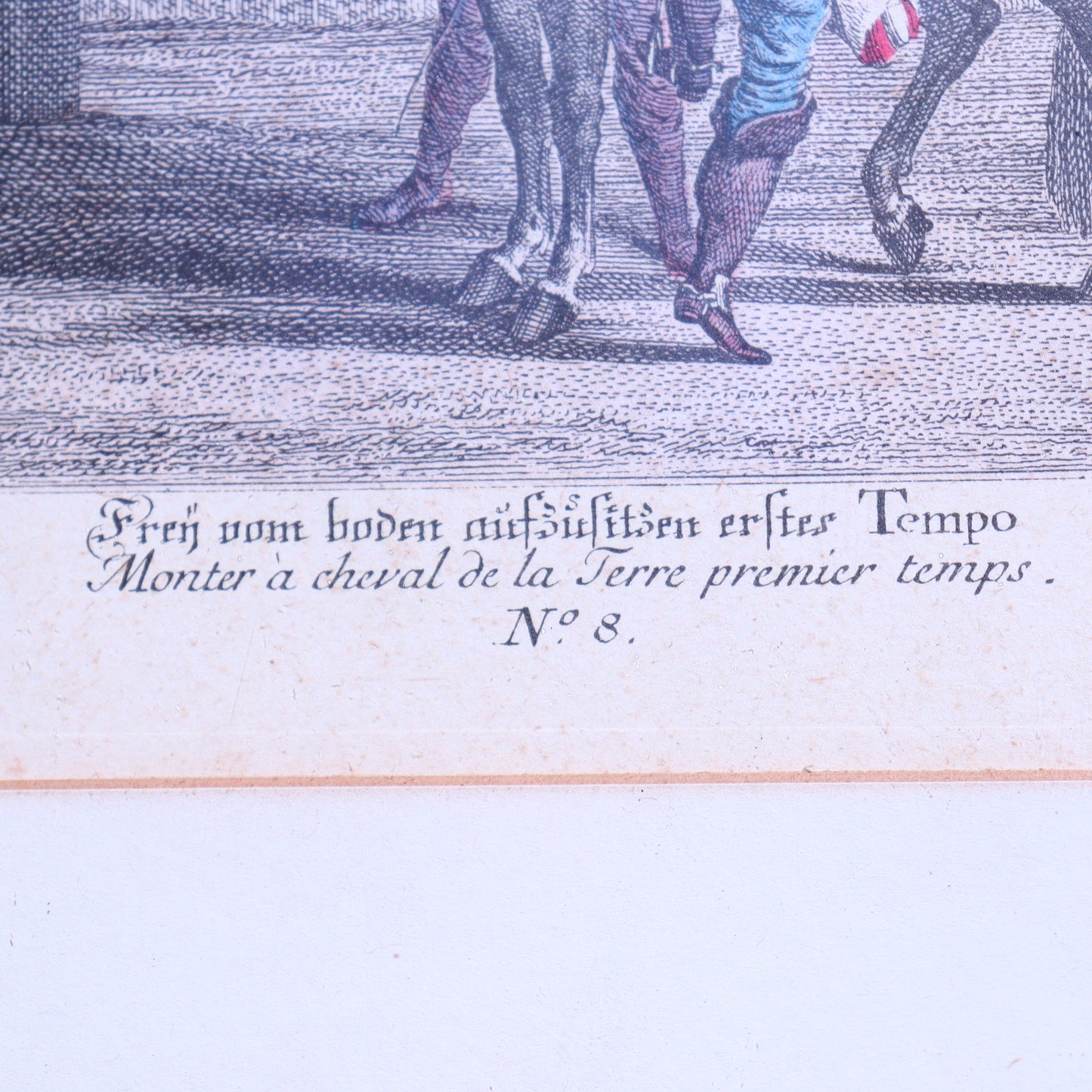 Colored Lithograph – Mounting a Horse for the First Time
