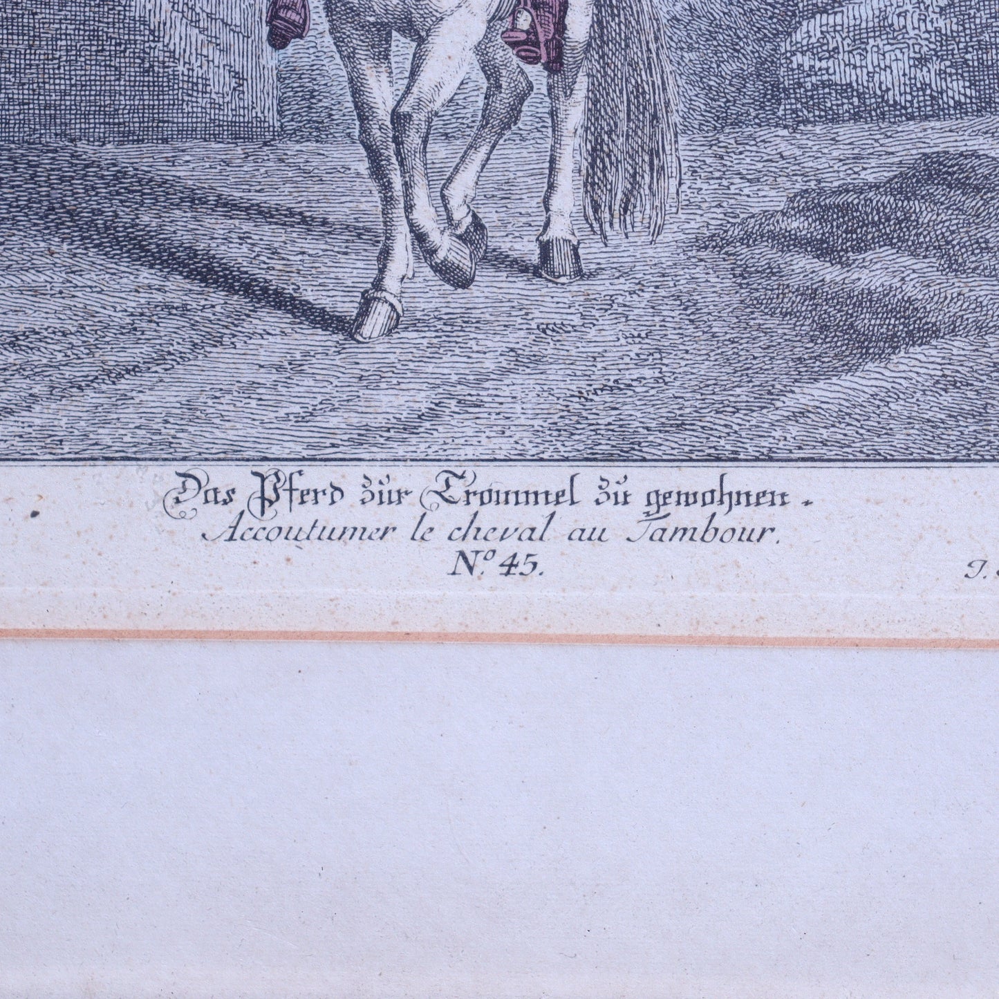 Colored Lithograph - Accustoming the Horse to the Drum