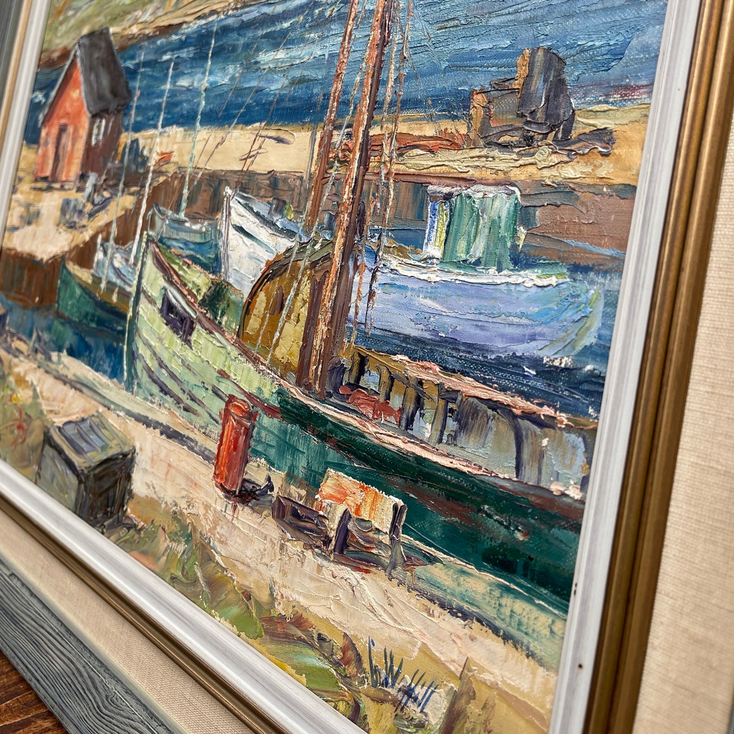 Oil Painting on Canvas – Port Scene in Sandvig