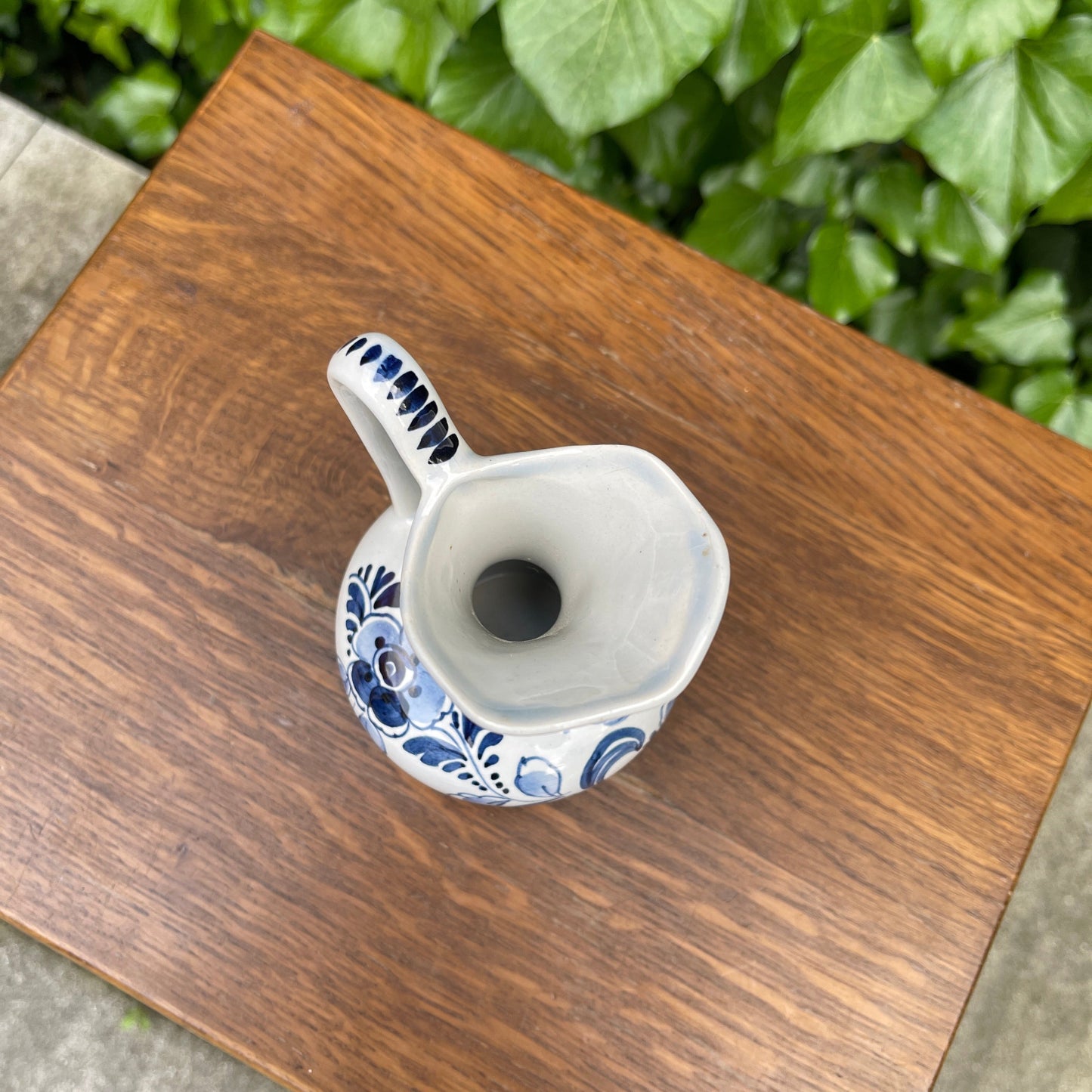 Small Delft style pitcher with peacock