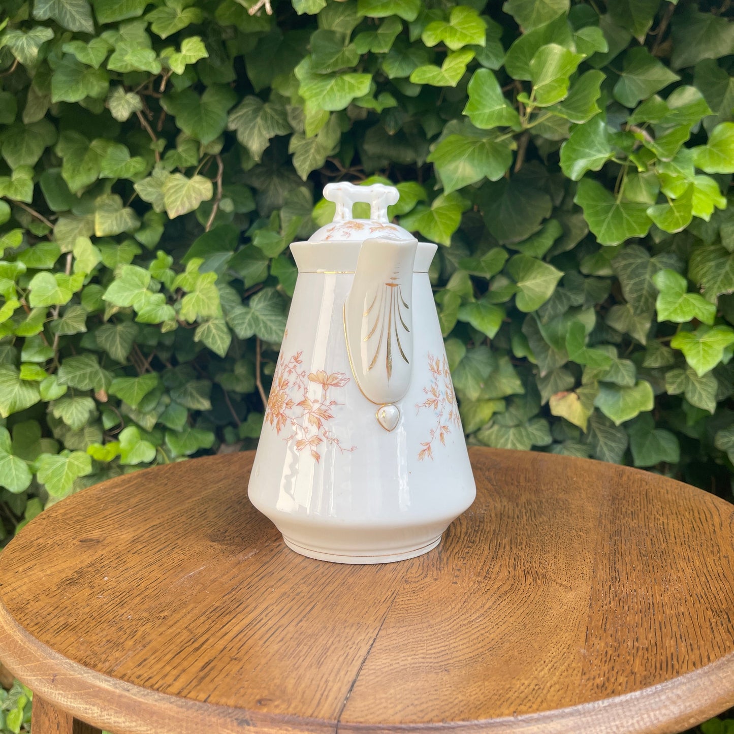 Ceramic Lidded Pitcher – Golden-Botanical Decoration