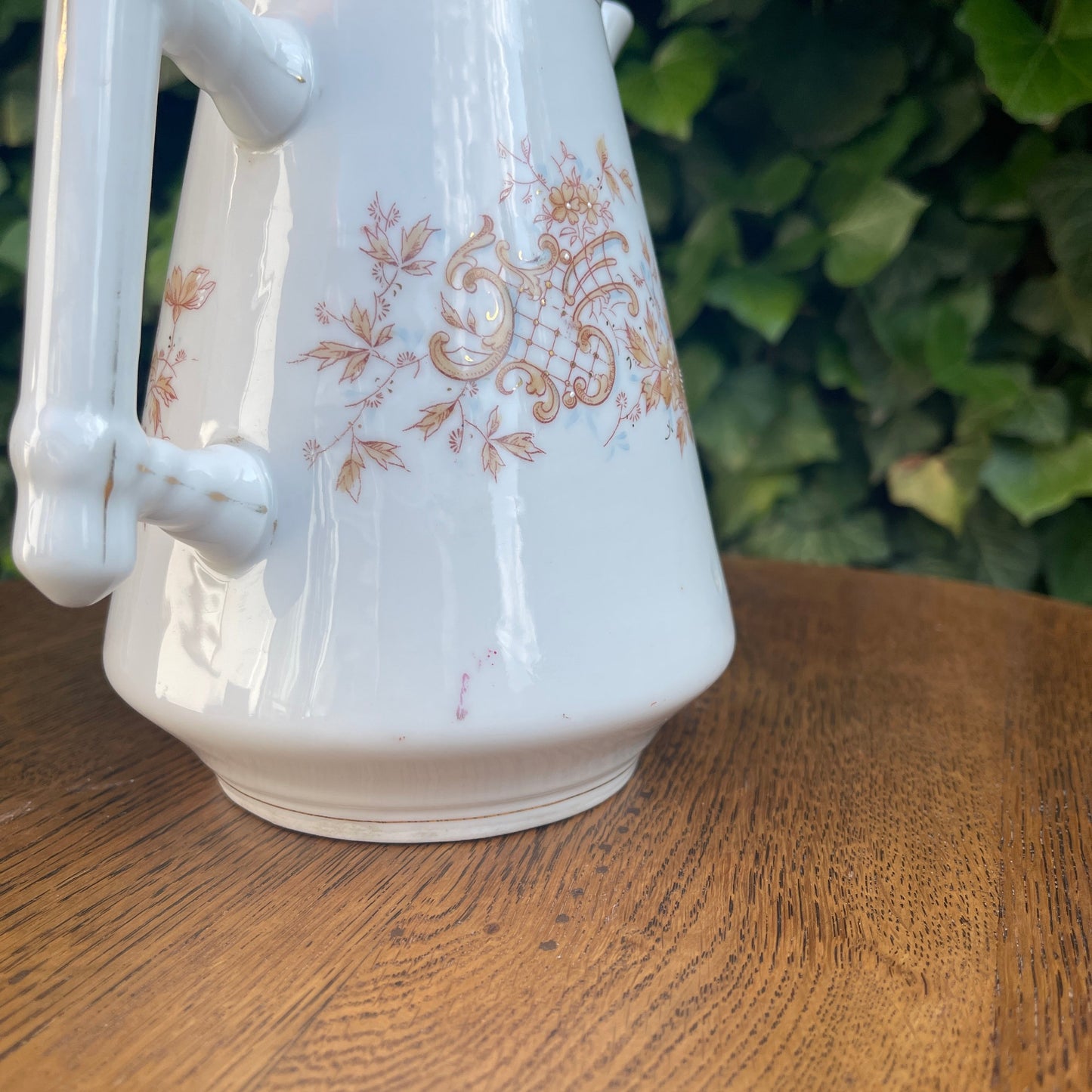 Ceramic Lidded Pitcher – Golden-Botanical Decoration