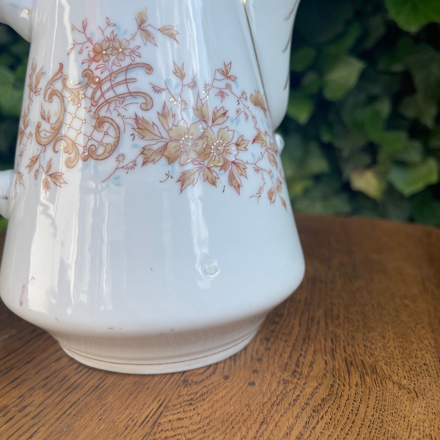 Ceramic Lidded Pitcher – Golden-Botanical Decoration