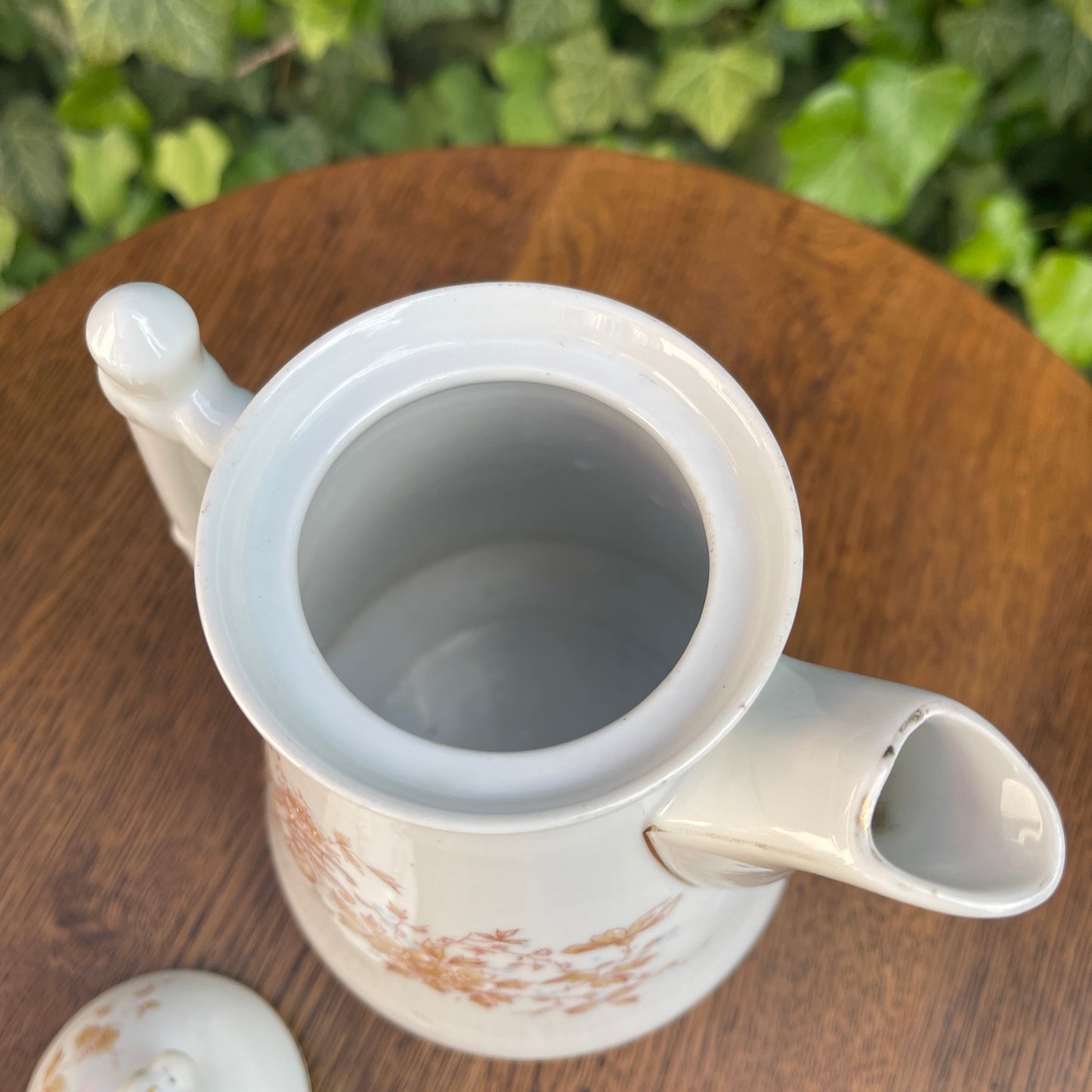 Ceramic Lidded Pitcher – Golden-Botanical Decoration