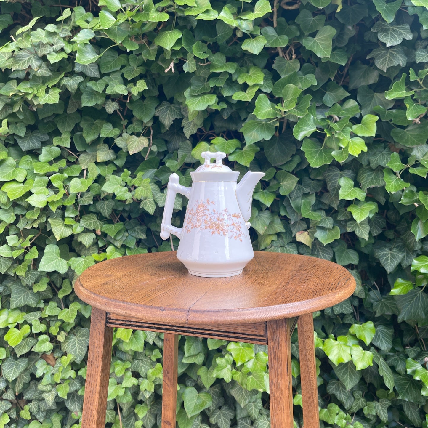 Ceramic Lidded Pitcher – Golden-Botanical Decoration