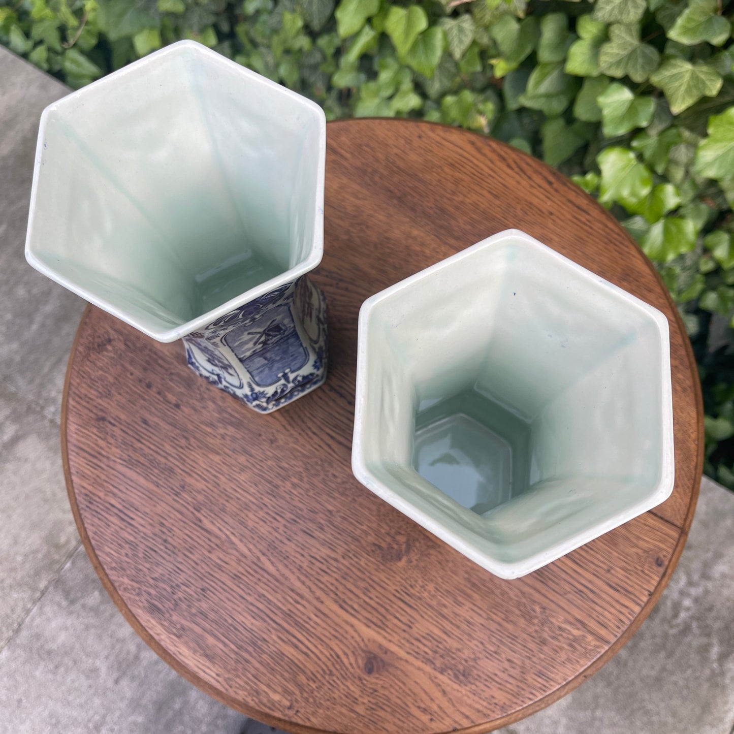 Ceramic Vases – Pair of Hexagonal Blue Delft Vases