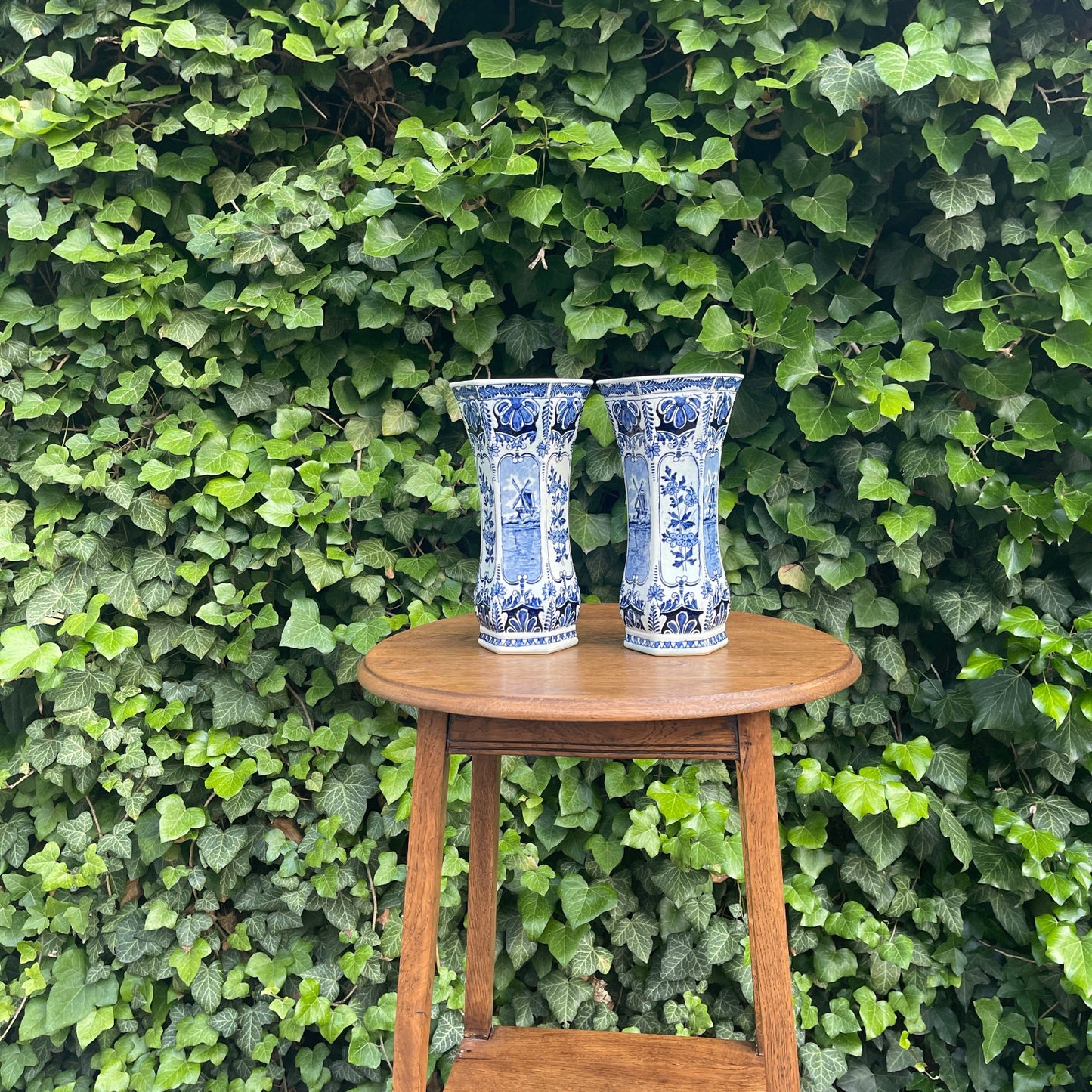 Ceramic Vases – Pair of Hexagonal Blue Delft Vases