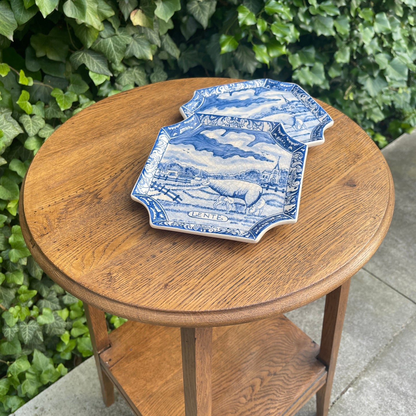 Hand-Painted Delft Style Plate – “Lente” (Spring Scene) #1