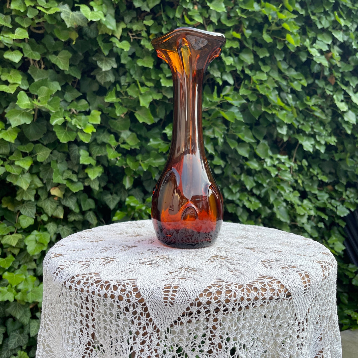 Art Glass Vase – Amber-Toned Organic Form