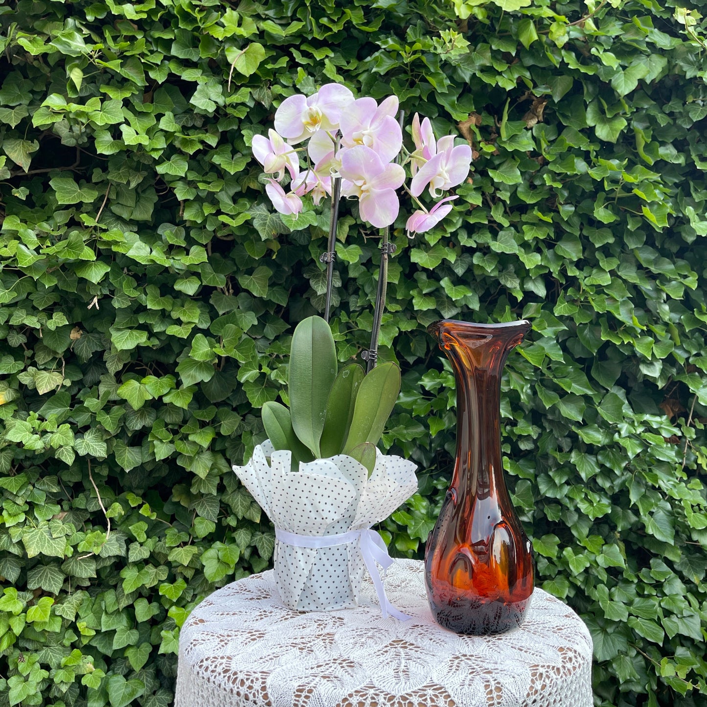 Art Glass Vase – Amber-Toned Organic Form