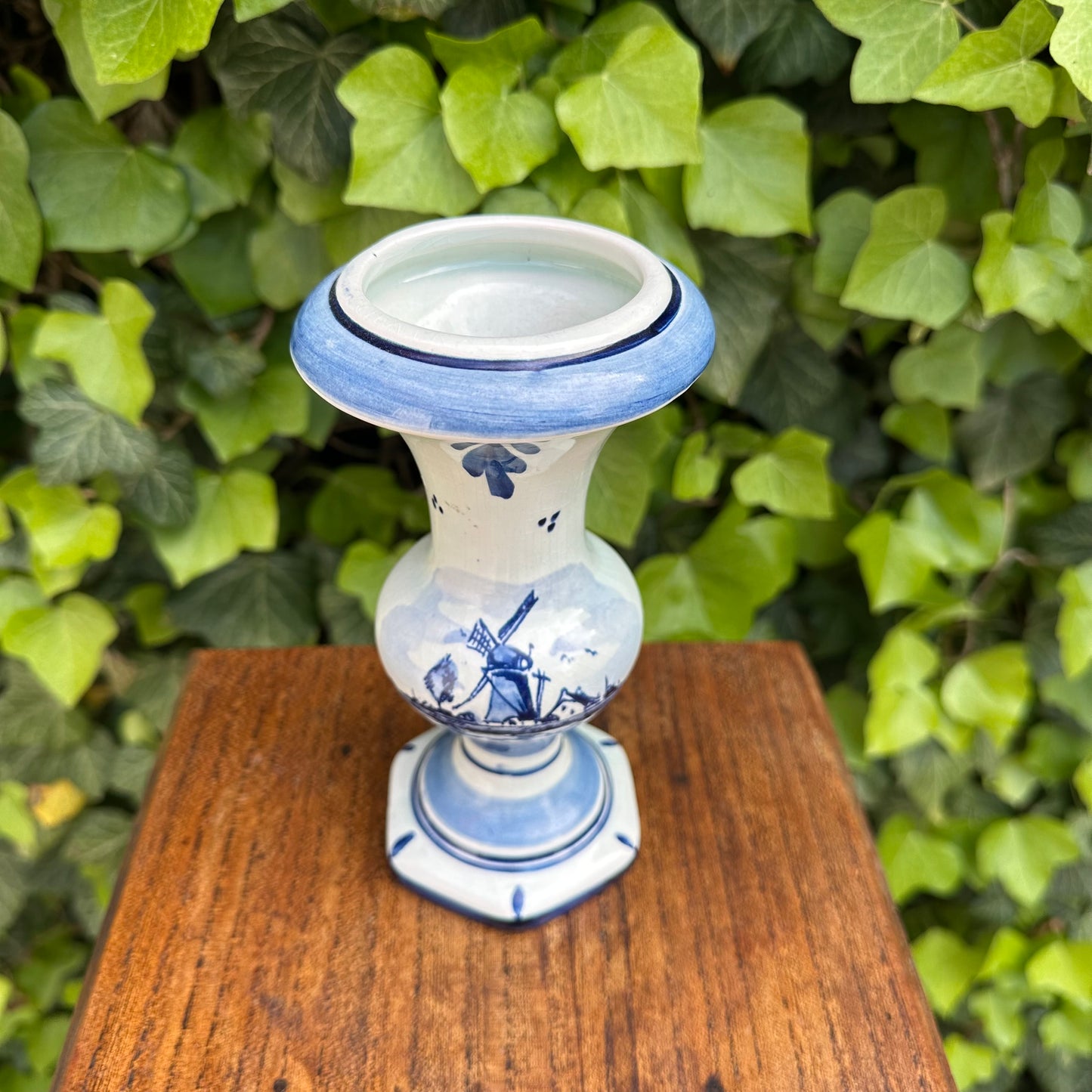 Delft Style Vase - Windmill and Floral Motif