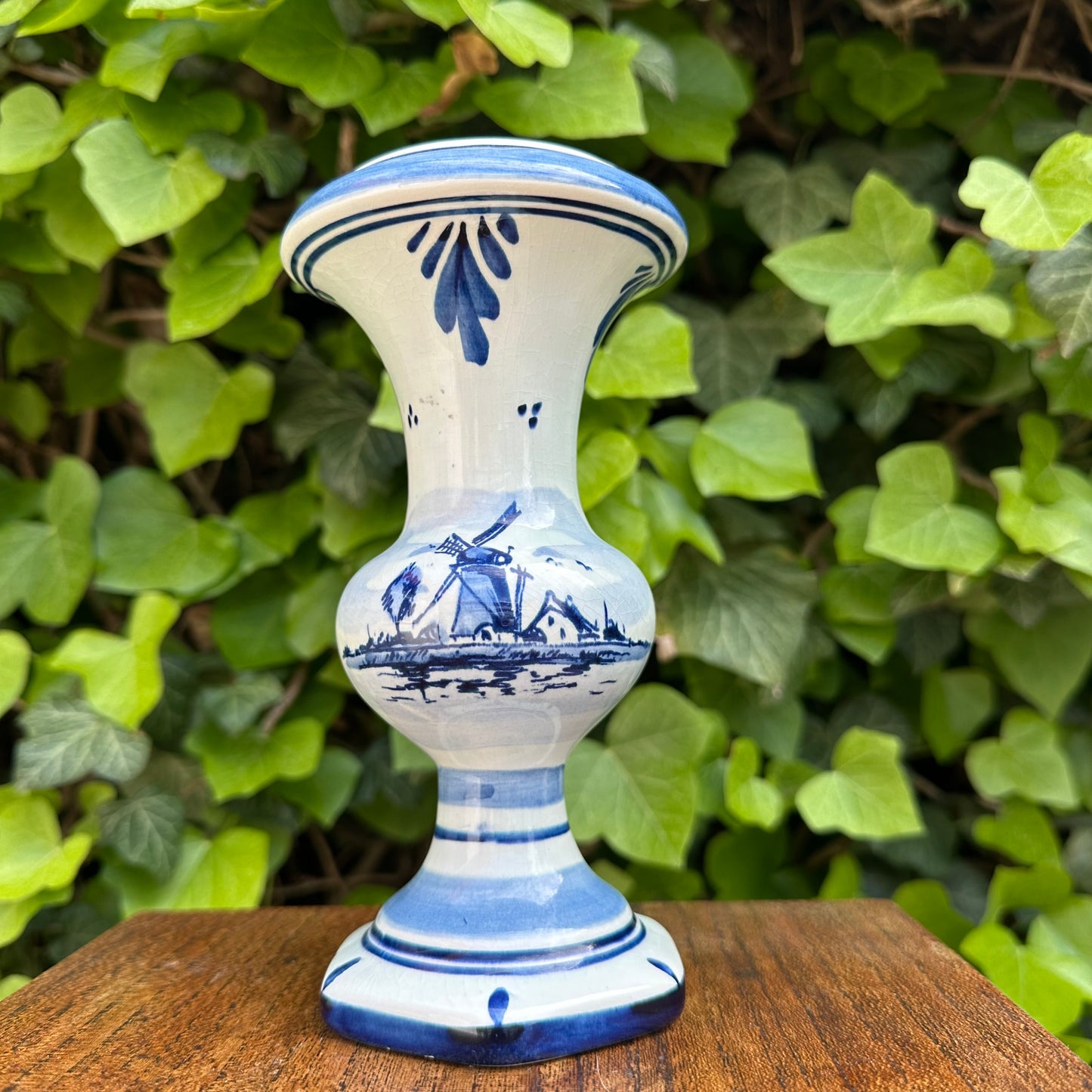 Delft Style Vase - Windmill and Floral Motif