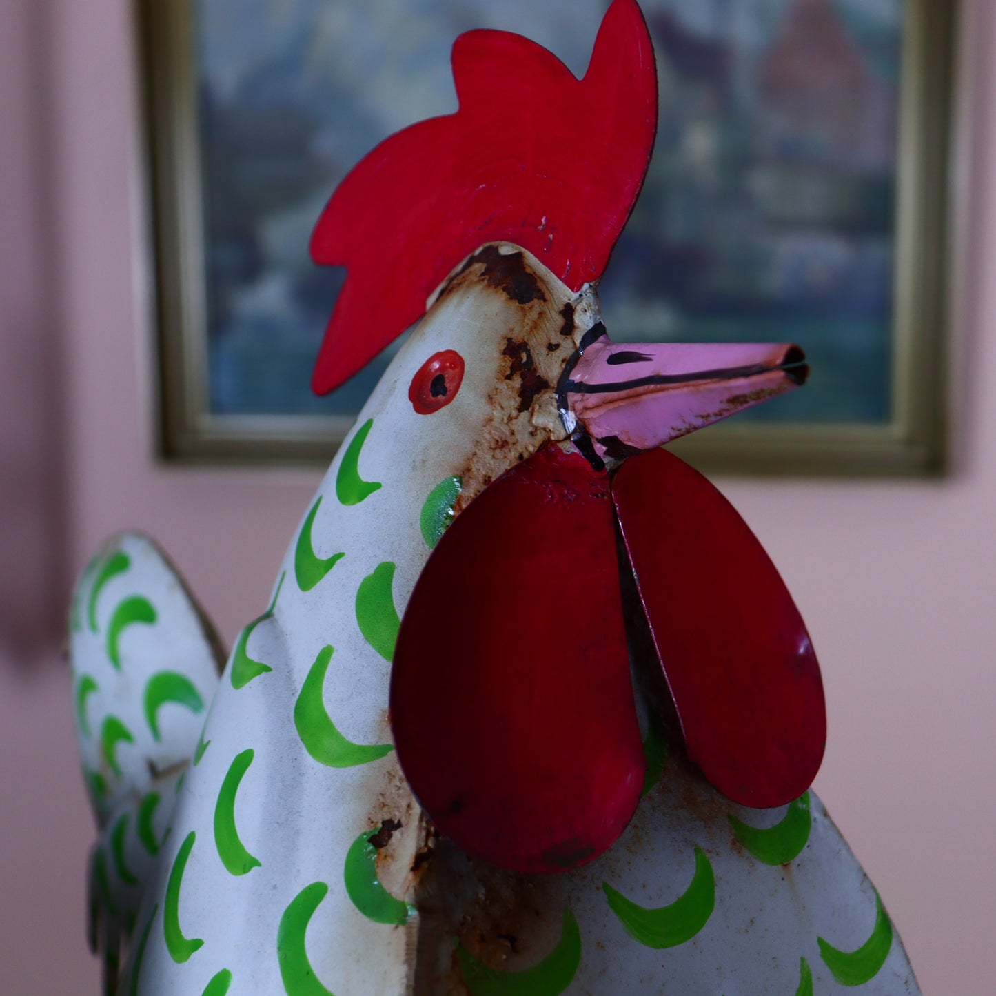 Vintage Metal Garden Figurines – Rustic Hen and Chick