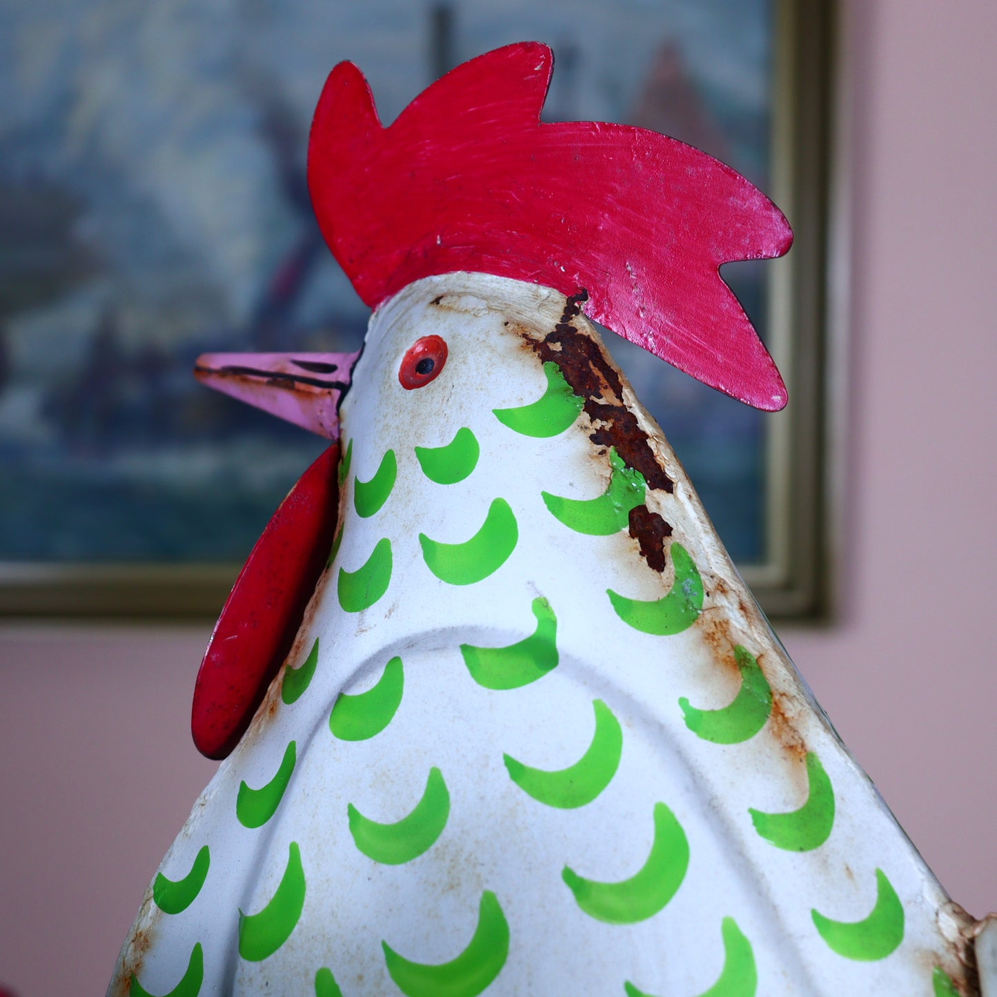 Vintage Metal Garden Figurines – Rustic Hen and Chick