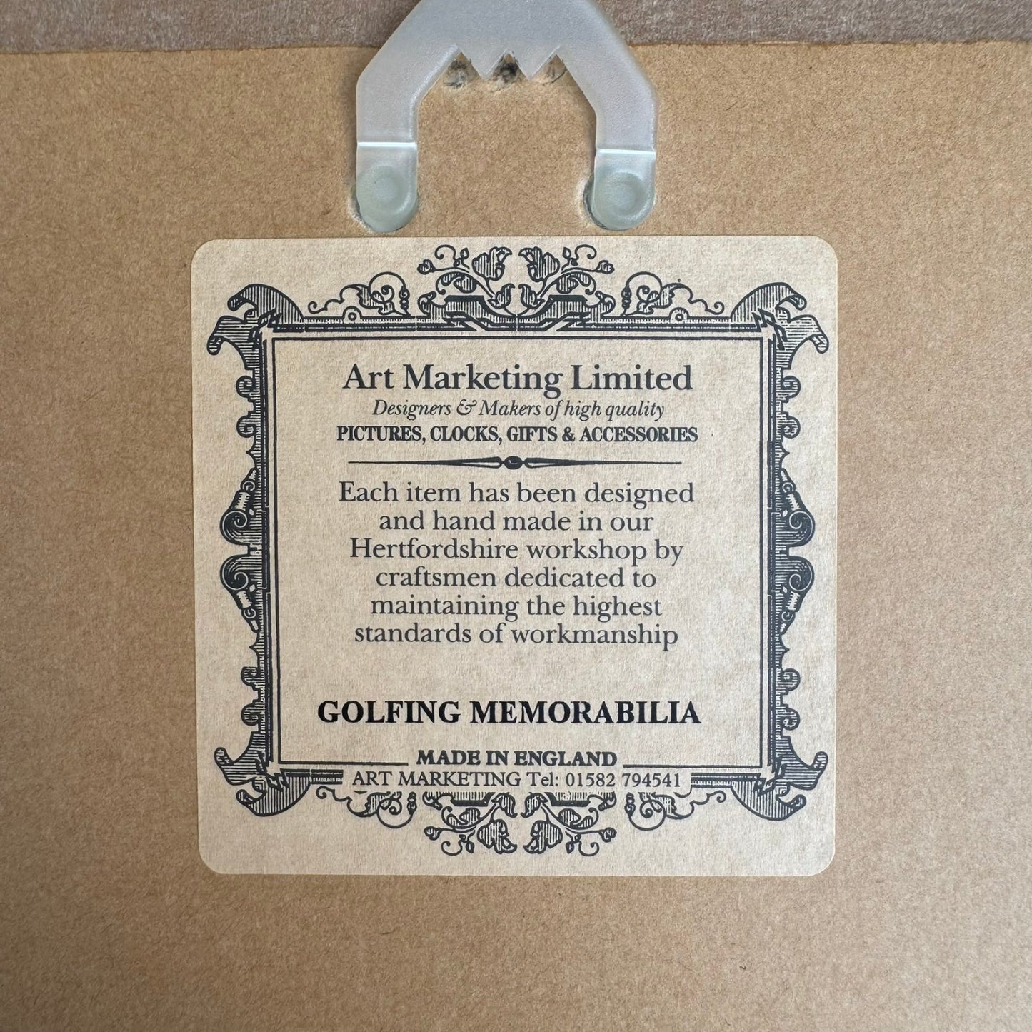 Vintage-style label with text on a brown background
