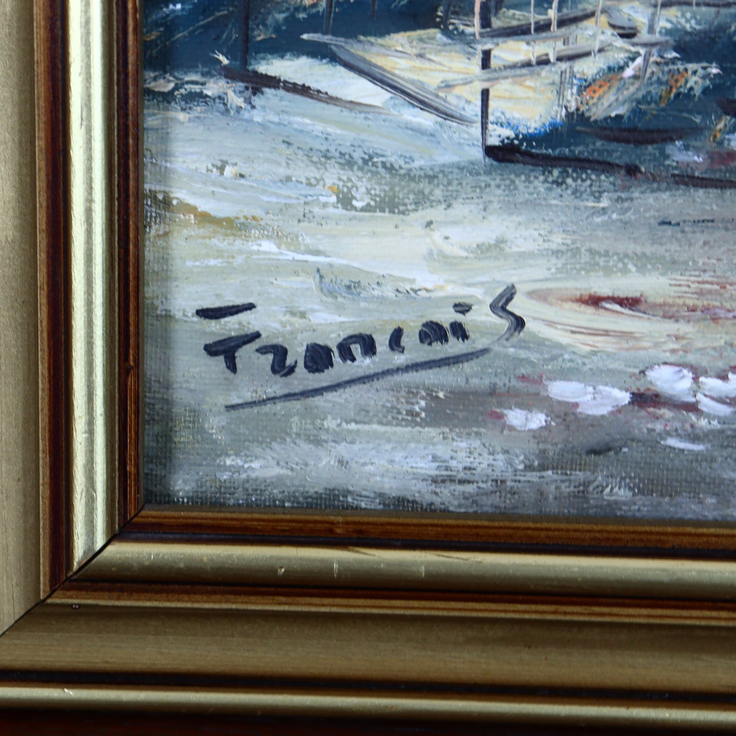 Mediterranean Street Scene Painting - Framed Italian Coastal Landscape