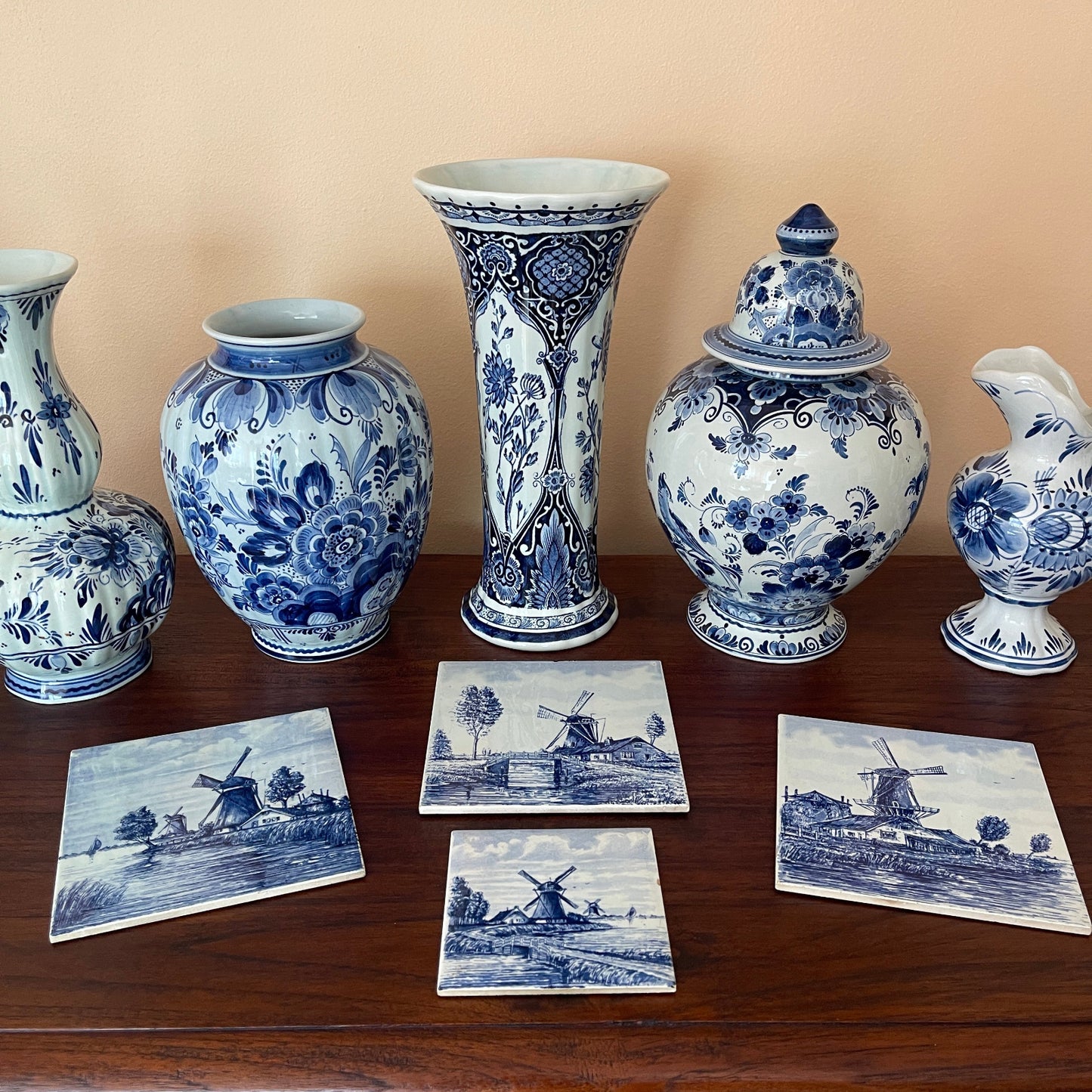 Set of 3 Delft Blue Ceramic Tiles