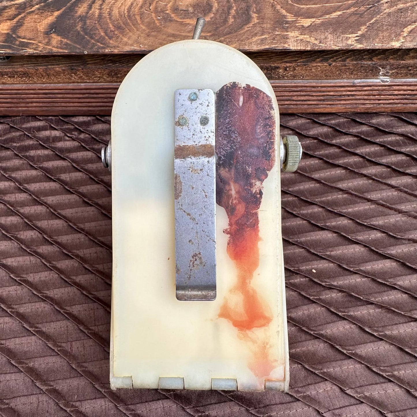 Skateboard with a unique design on a textured surface
